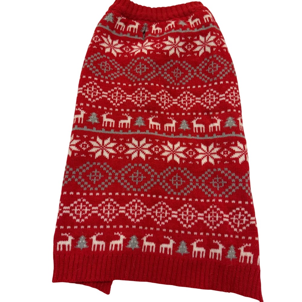 Frisco Red Fair Isle Dog Sweater Reindeer Snowflake Holiday Knit XL 160125